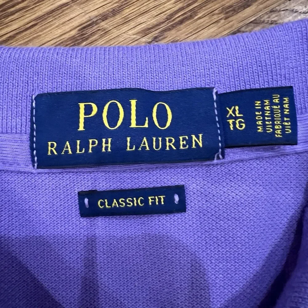 Polo‎ Ralph Lauren Mens Polo Shirt Extra Large Purple Short Sleeve Green Pony